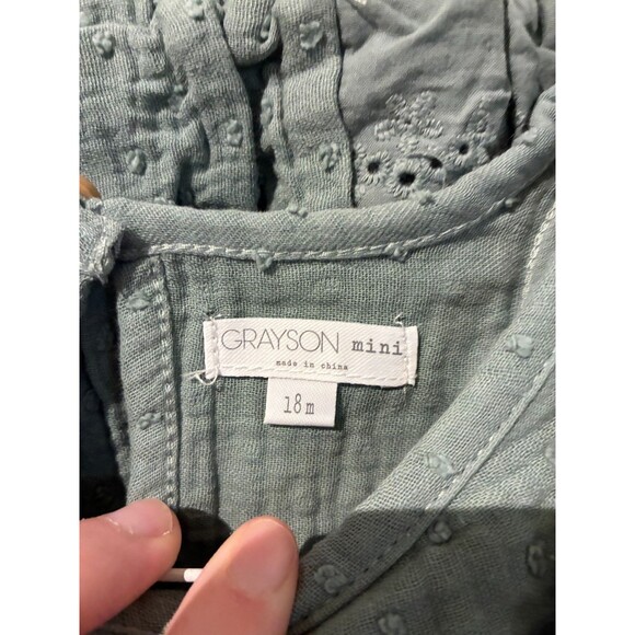 NWOT Grayson Mini Green Eyelet Ruffle Top & Diaper Cover Outfit - 18M - Picture 3 of 3